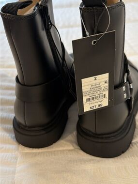 Target Black Kids Ankle Harness Boots with Side Zip